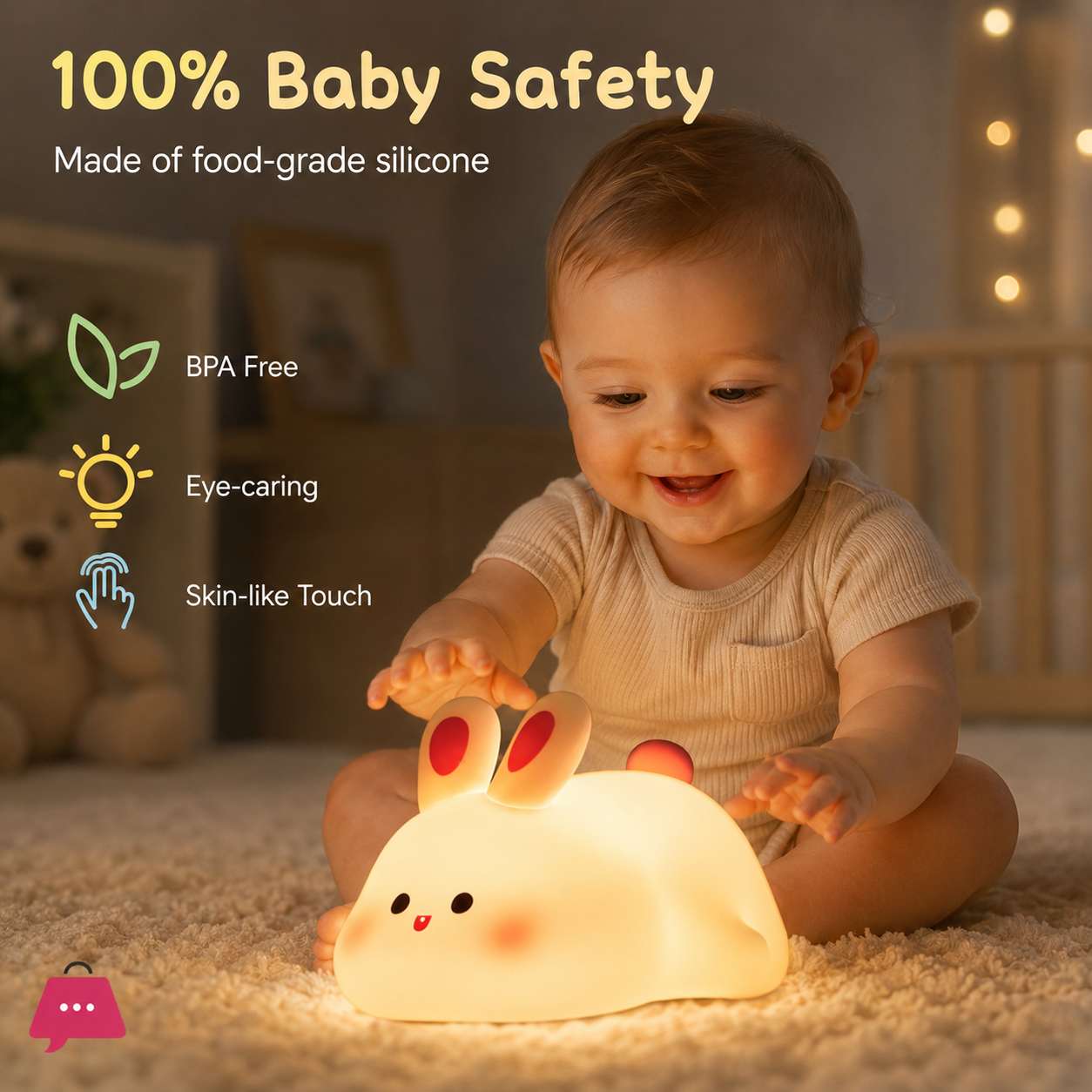 Bunny Rechargeable night lamp - touch sensor cute lamps for kids