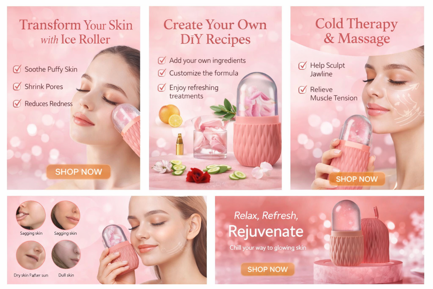 Silicone Ice Cube Facial Roller & Cleansing Scrub